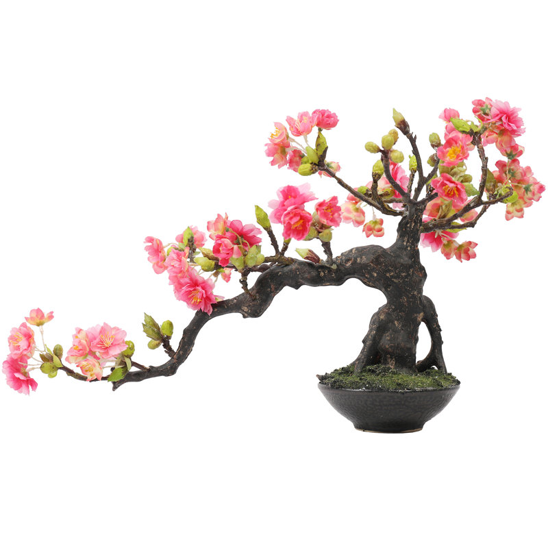 Bloomsbury Market 9" Artificial Flowering Cherry Blossom Bonsai Tree in
